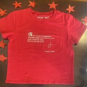 NEW! Taylor Swift All Too Well Lyrics Baby Tee RED(Taylor’s Version) ♥️💄🧣👠